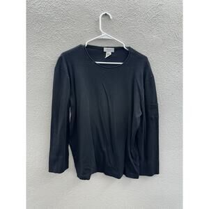 Jones Sport Womens Top Size XL Black Long Sleeve Ribbed Round Neck